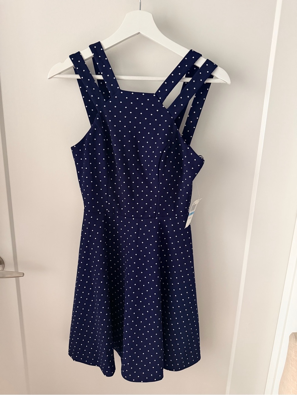 B. Darlin Navy White Polka Dot Fit & Flare Dress Size 5/6